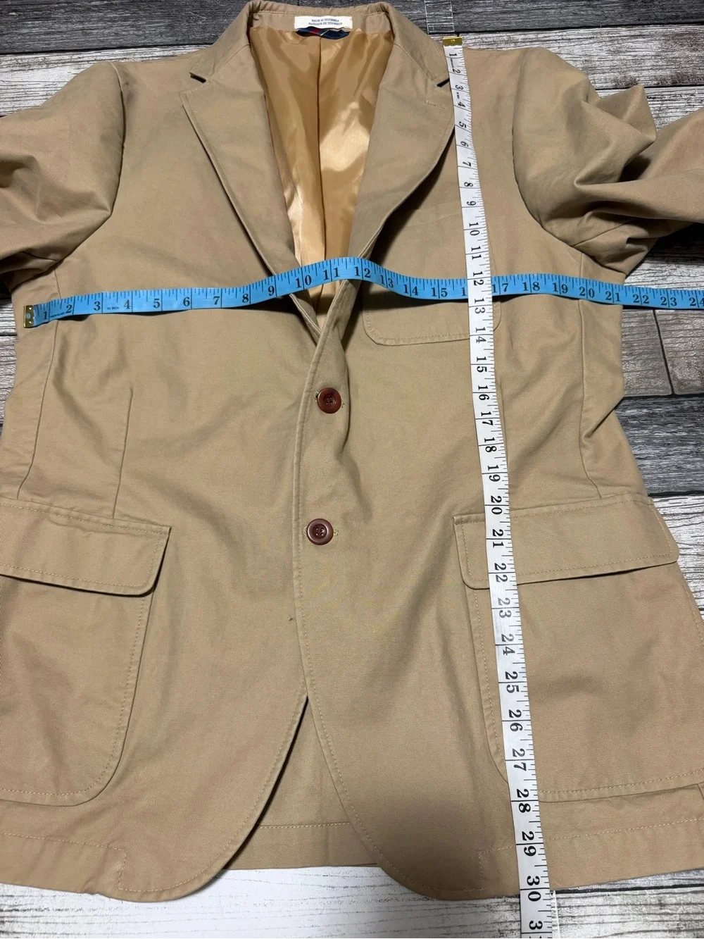 Lands End Canvas Blazer Jacket Men’s 42 Tan 2 Button 100% Cotton